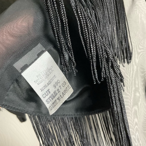 Vintage woman’s Sheer Black Fringe cardigan size X-Large - Picture 7 of 9